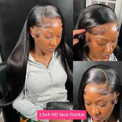 LXYANOO 12A Straight Bundles with Frontal Human Hair 20 22 24+18 Inch Brazilian Human Hair Bundles with Frontal 100% Unprocessed Virgin Weave Hair with 13x4 HD Lace Closure