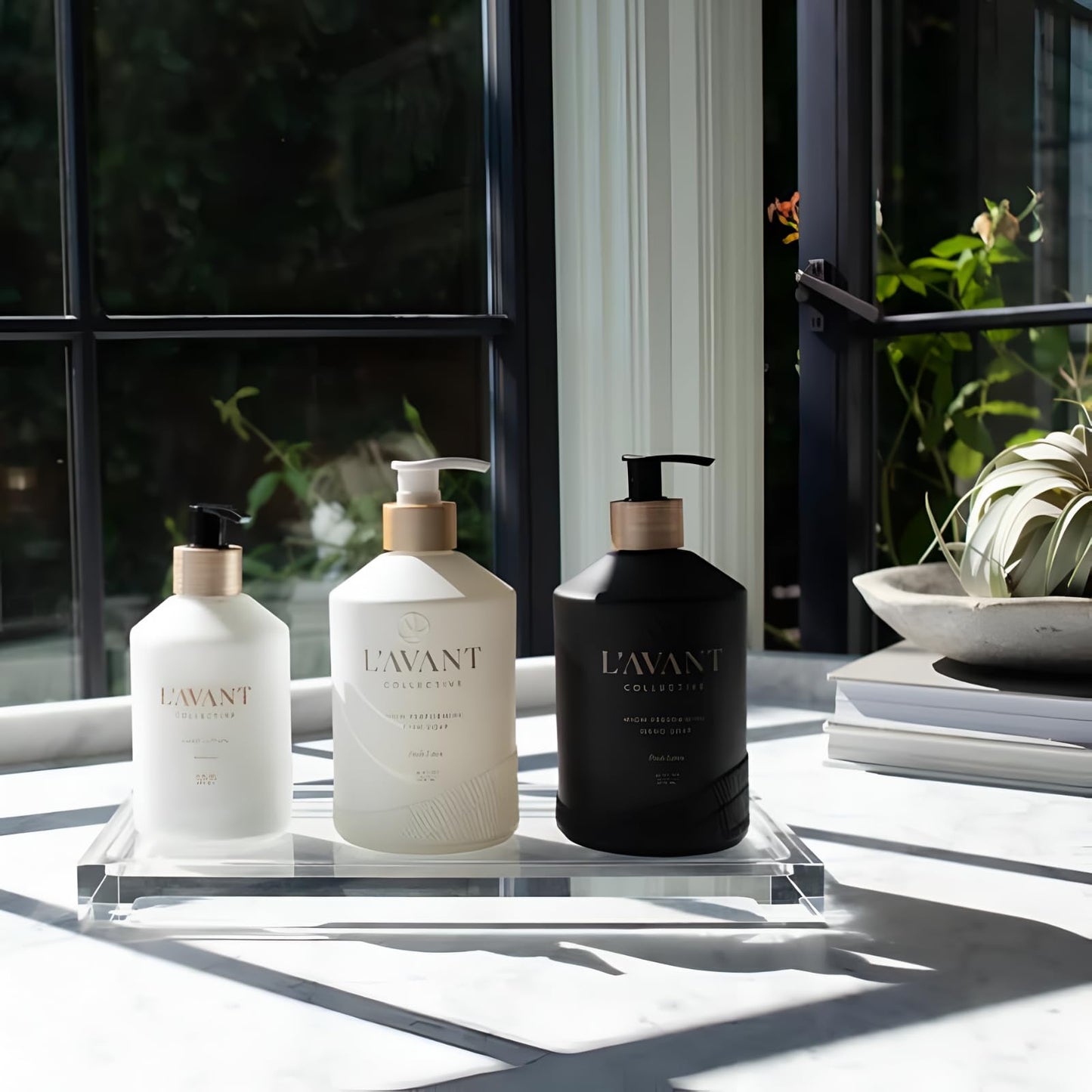 L'AVANT Collective Dish & Hand Soap Duo Fresh Linen | High Performing Formula Luxurious Ingredients for Soft & Smooth Hands & Dishes | 2 Reusable Glass Bottles Kitchen Accessories Home Decor Gifts