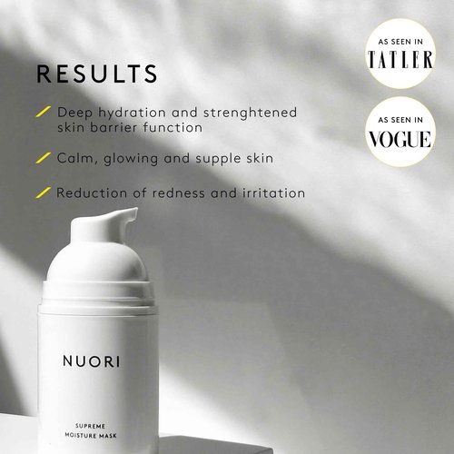 NUORI Supreme Moisture Mask | Lightweight, Hydrating and Creamy Moisture Mask, For All Skin Types, All Natural, 50 ml / 1.7 fl oz