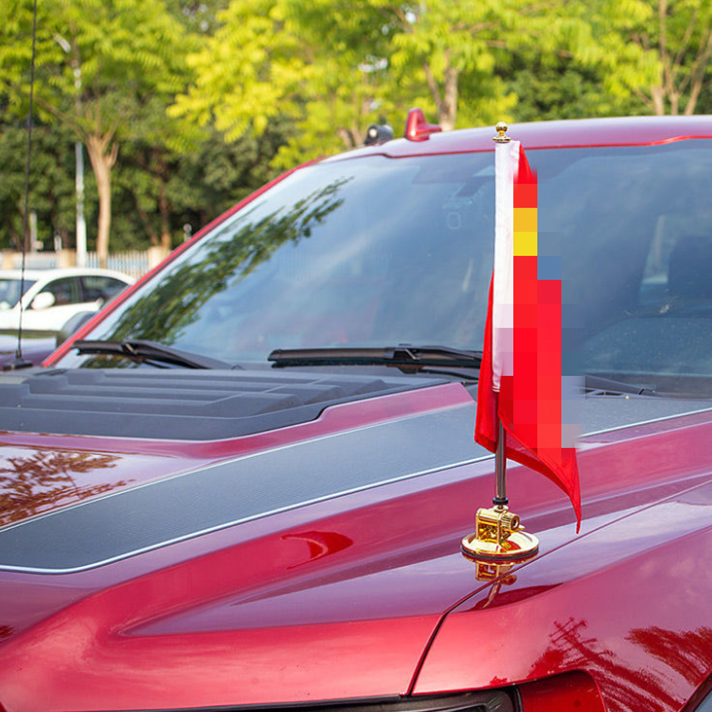 Car Flag Pole Holder with Large Gold Suction Cup - Vehicle Window Mount