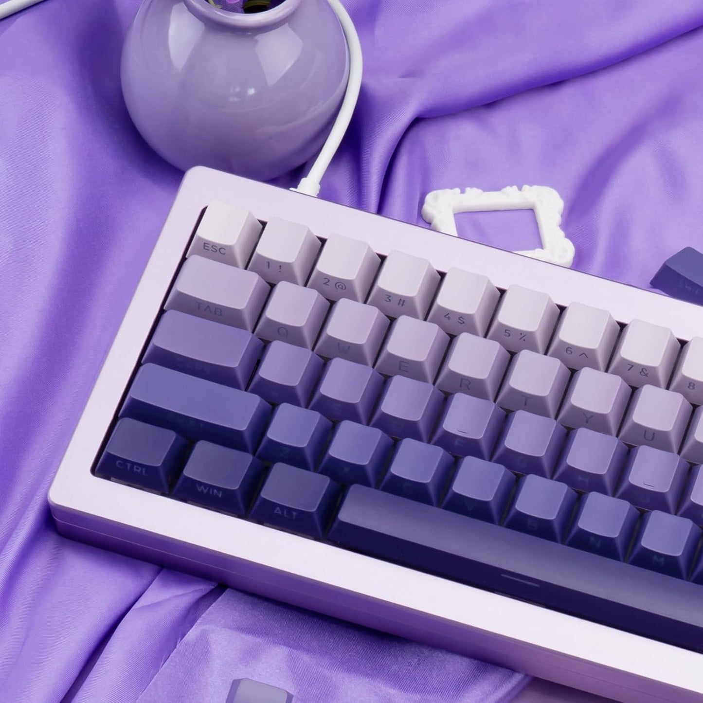 136 Keys Gradient Blue Keycaps, Side Print Shine Through Keycap, Custom Double Shot PBT Keycaps, Cherry Profile Keycap 60 Percent Cherry Mx for ANSI/ISO Layout Mechanical Keyboard