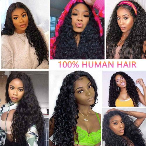 MIFIL Curly Human Hair Lace Closure Wigs For Black Women Pre Plucked Wet and Wavy Lace Front Wigs Human Hair 4x4 Curly Closure Wigs (20, Natural color)