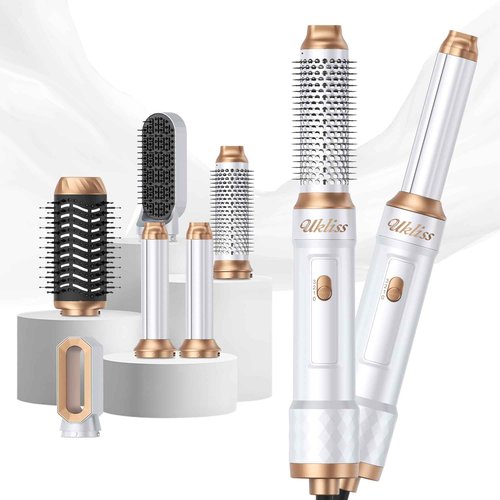 Ukliss 6 in 1 Hair Dryer Brush, Air Styler with Auto Wrap Curling - Ionic Blow Dryer for Frizz-Free Fast Drying, Volumizing Brush & Straightener for All Hair Types, ALCI Plug