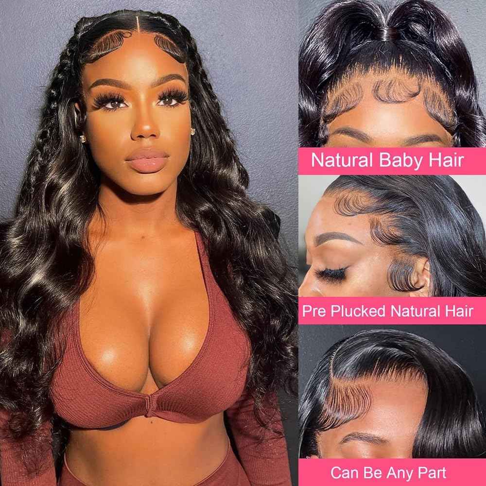30Inch 13X6 Lace Front Wigs Human Hair Body Wave 200% Density HD Transparent Lace Frontal Wigs Body Wave Pre Plucked Glueless Wigs Human Hair for Women With Baby Hair