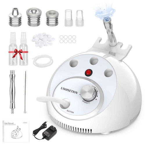UNOISETION At Home Microdermabrasion Machine, 2 In 1 Pro-Grade Diamond Dermabrasion Facial for Exfoliation & Stubborn Blackheads, Microdermabrasion Tool for Radiant Skin, White