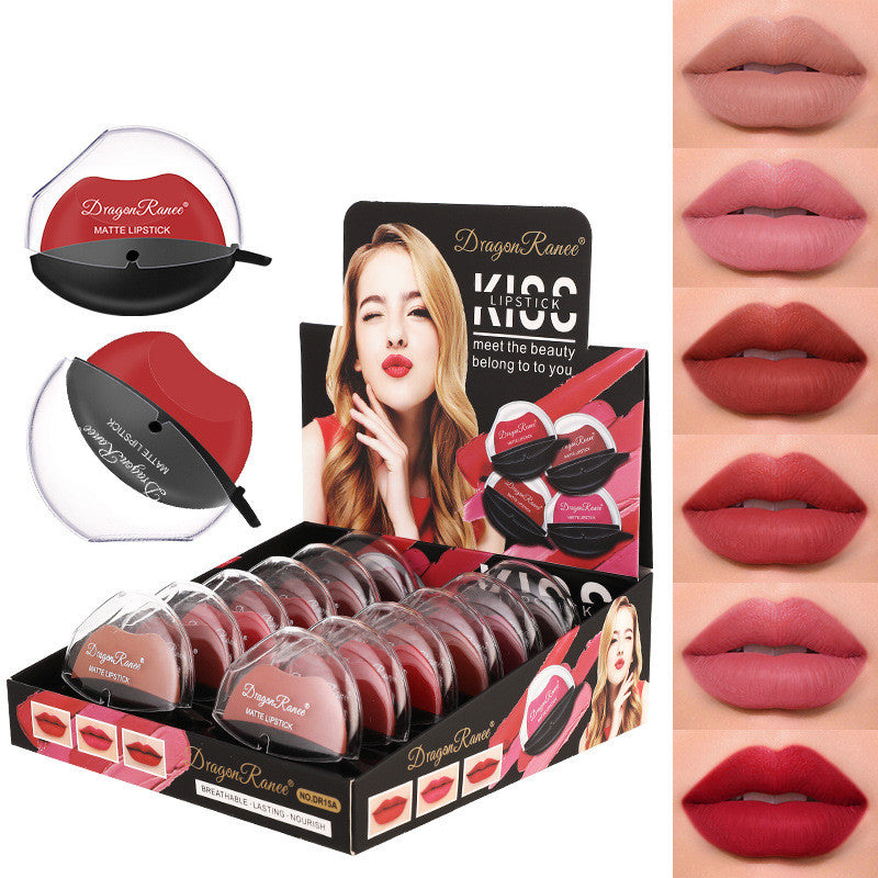 12-Color Lipstick & Lip Balm Set - Lazy Lip Makeup Display Box