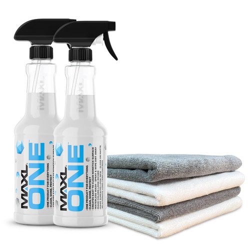 MAXLONE ™ Car Spray with Triphene® Technology, Quick Spray & Wipe All Purpose Waterless Detailer - Clean, Shine, Protect Paint, Glass, Wheels, Trim Without Pre-Washing (2, 20oz w 4 Micro Fiber Cloth)