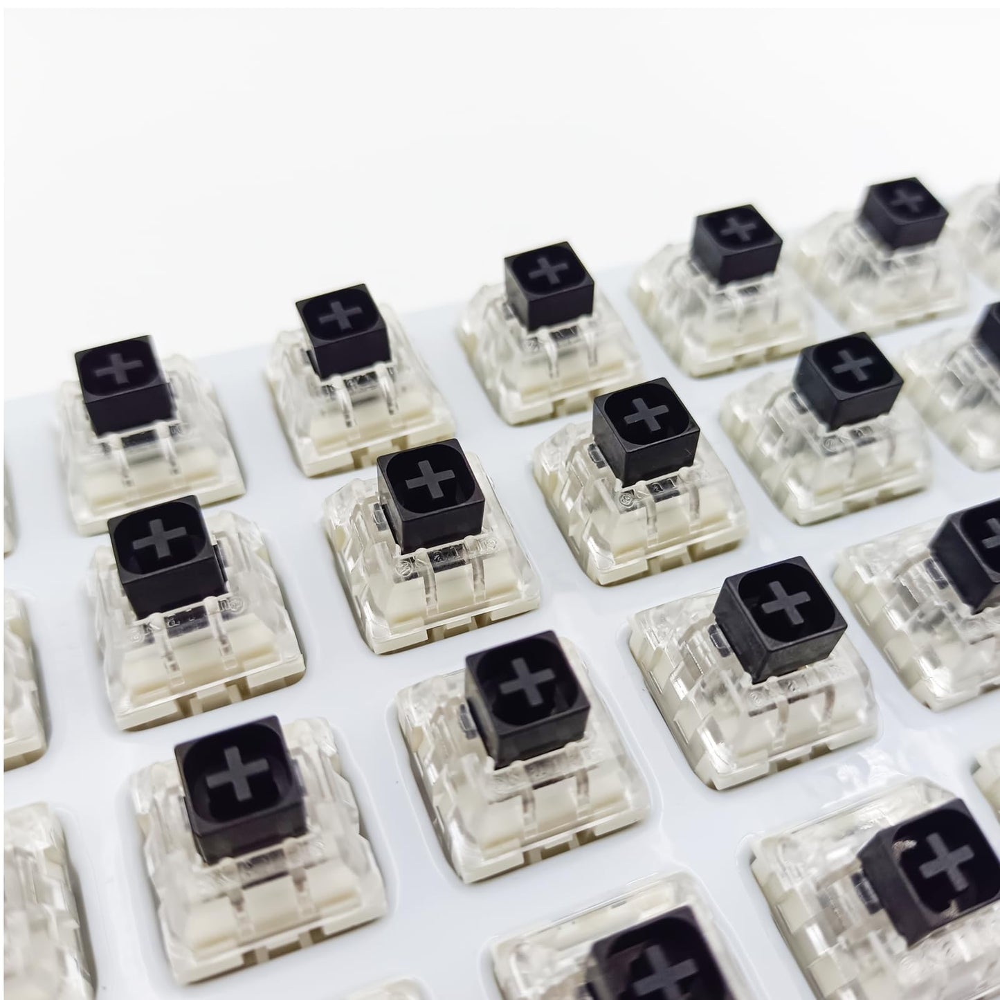 Zjmehty Kailh Box Black Switches for Mechanical Keyboard,3-Pin 60gf Linear/Factory Lubed/Dust&Waterproof Switches(Kailh Box Black,72Pcs)
