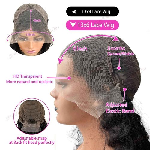 mmiQus Deep Wave Lace Front Wigs Human Hair 13x6 HD Lace Front Wigs Pre Plucked With Baby Hair 180% Density Curly Wigs for Black Women Natural Color 24 Inch