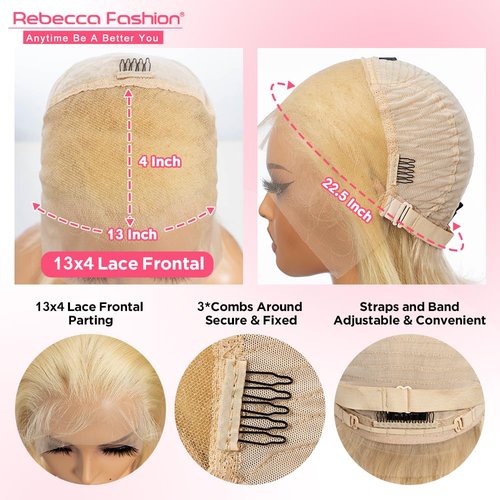 Rebecca Fashion Blonde Bob Wig Human Hair 613 Lace Front Wig Human Hair Bob 13X4 Blonde Lace Front Human Hair Wig Pre Plucked With Baby Hair 150% Denisty 12 inch