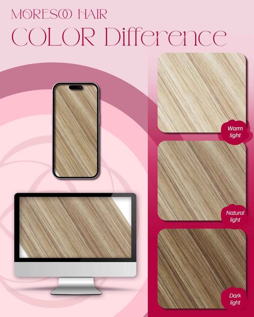 Moresoo Microlink Hair Extensions Human Hair 24 Inch Micro Loop Human Hair Extensions Dark Ash Blonde Highlight Light Blonde 50G/50S 24 Inch