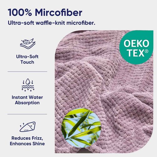 Vesta Hair Towel Wrap Set, Ultra Absorbent Waffle-Knit Microfiber, Quick-Dry, Shine & Frizz Control, Ideal for All Hair Types - Set of 2