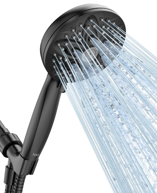 JDO Shower Head with Handheld, High Pressure Handheld 6 Settings, Detachable Shower Head Set with Stainless Steel Hose and Shower Bracket (Matte Black)
