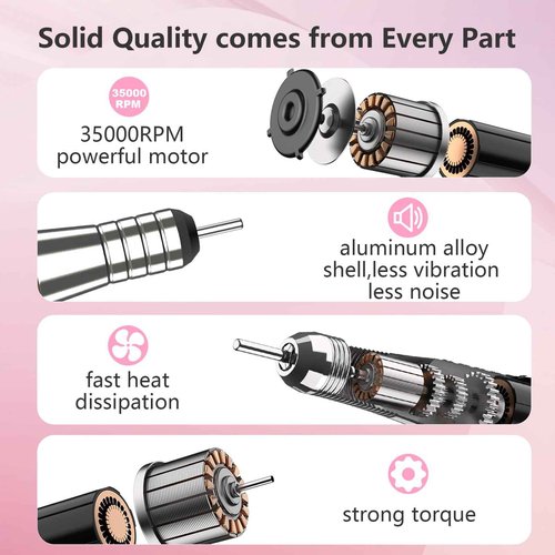 Kredioo Nail Drill Cordless 35000RPM Portable Rechargeable Electric Nail File Professional Ceramic Bits Kit with Travel Case Remove Acrylic Nails Dip Powder Christmas Festival Gel Polish