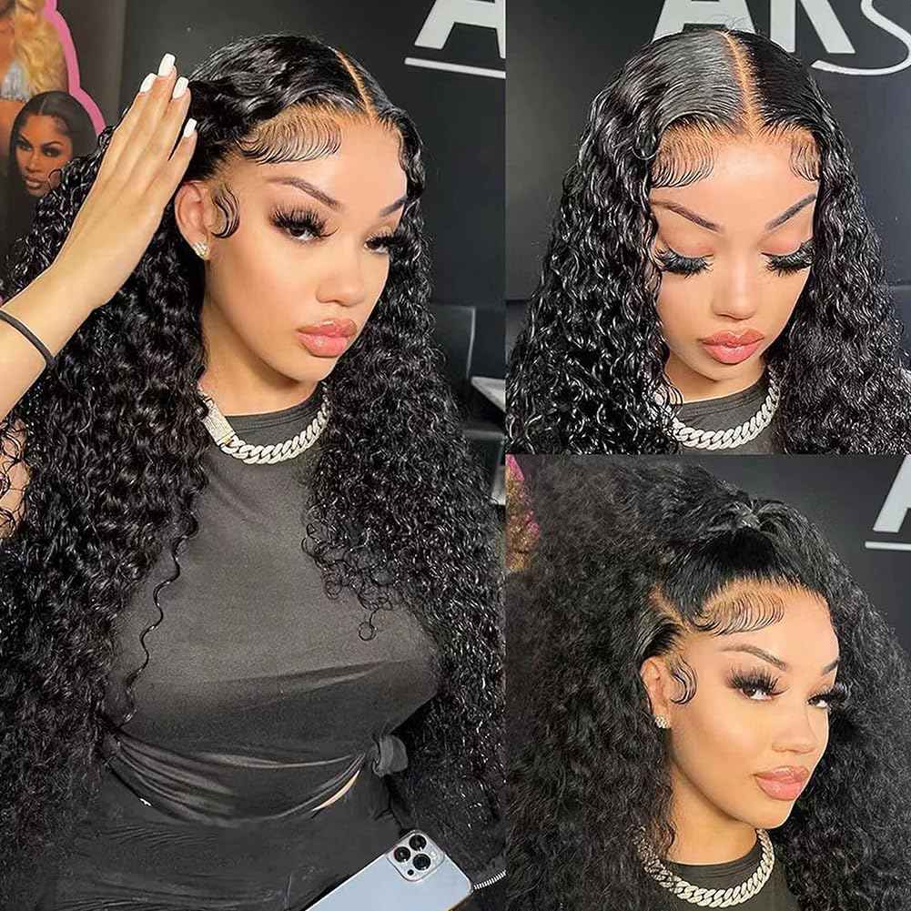 26 Inch Lace Front Wigs Human Hair 13x4 HD Deep Wave Lace Front Wigs Human Hair Wigs for Women Deep Curly Lace Frontal Wig Glueless Wigs Human Hair Pre Plucked with Baby Hair 180 Density