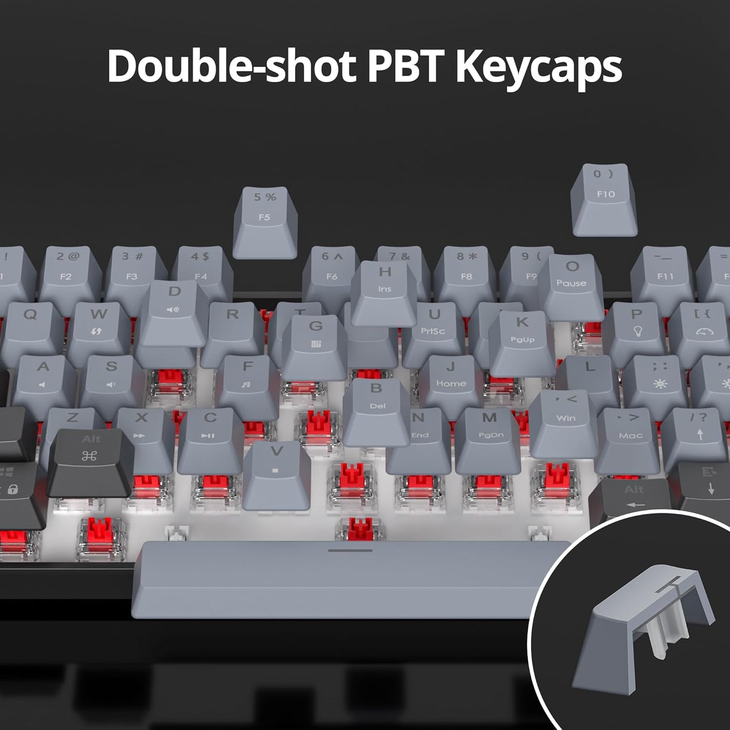 60 Percent Keyboard Mechanical RGB Backlit Wired 60% Gaming Keyboard Blue with PBT Keycaps for Windows PC Gamers (Sea/Red Switch)