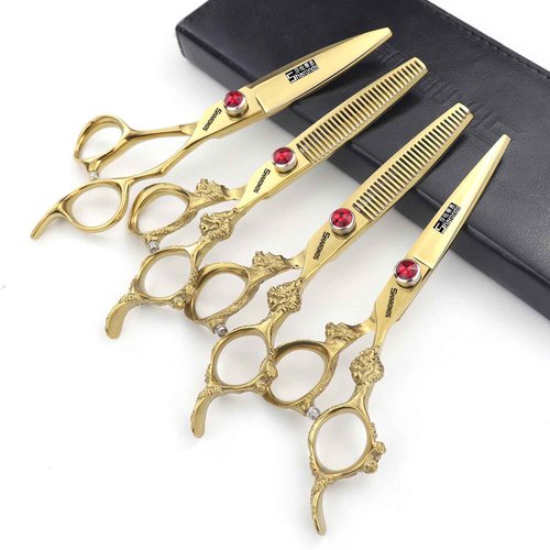 5.5/6 /7 Inch Purple Dragon Knight Professional Japanese Hair Scissors Barber Scissors Set (6 inch 4pc)