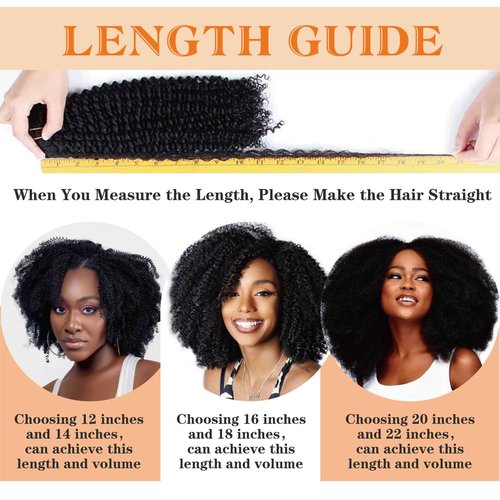 Yacurcur Afro Kinky Curly Clip in Hair Extensions Human Hair 4C Hair Clip in Extensions 8pcs 240g/set 10A Brazilian Virgin Natural Hair Clip Ins for Black Women Natural Black Color 16 Inch