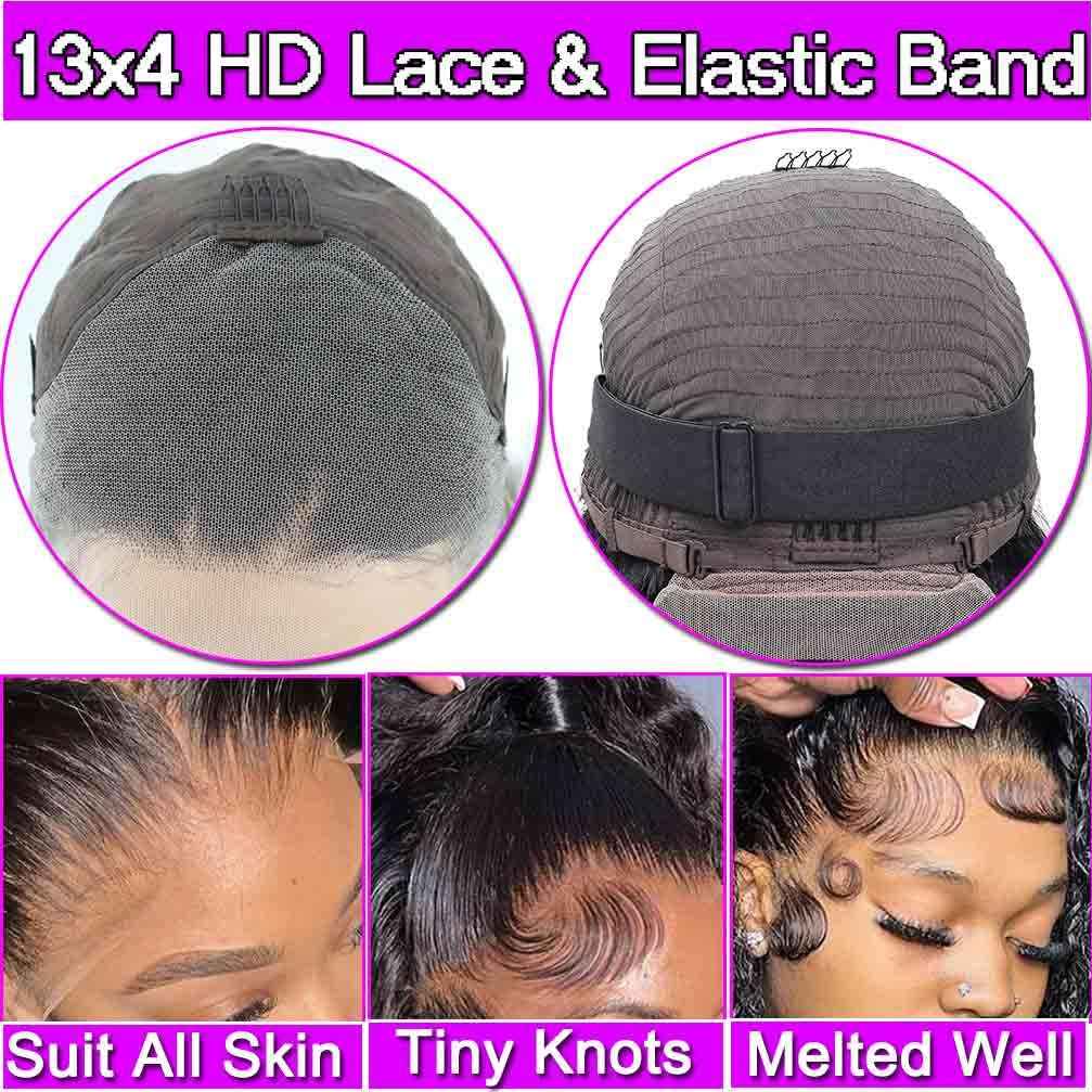 13x4 Water Wave Wigs for Black Women Human Hair Lace Front Wigs Pre Plucked with Baby Hair Wet and Wavy Brazilian Virgin Curly HD Lace Frontal Wig 180 Density (26 Inch)