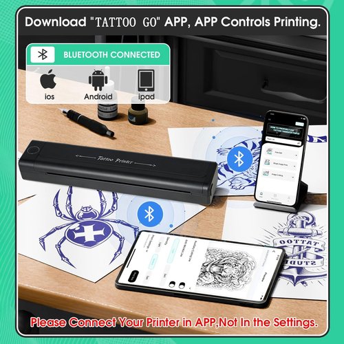 2025 New Wireless Tattoo Stencil Printer Tattoo Portable Printer Kit for Artists & Beginners Compatible with Smartphone & PC