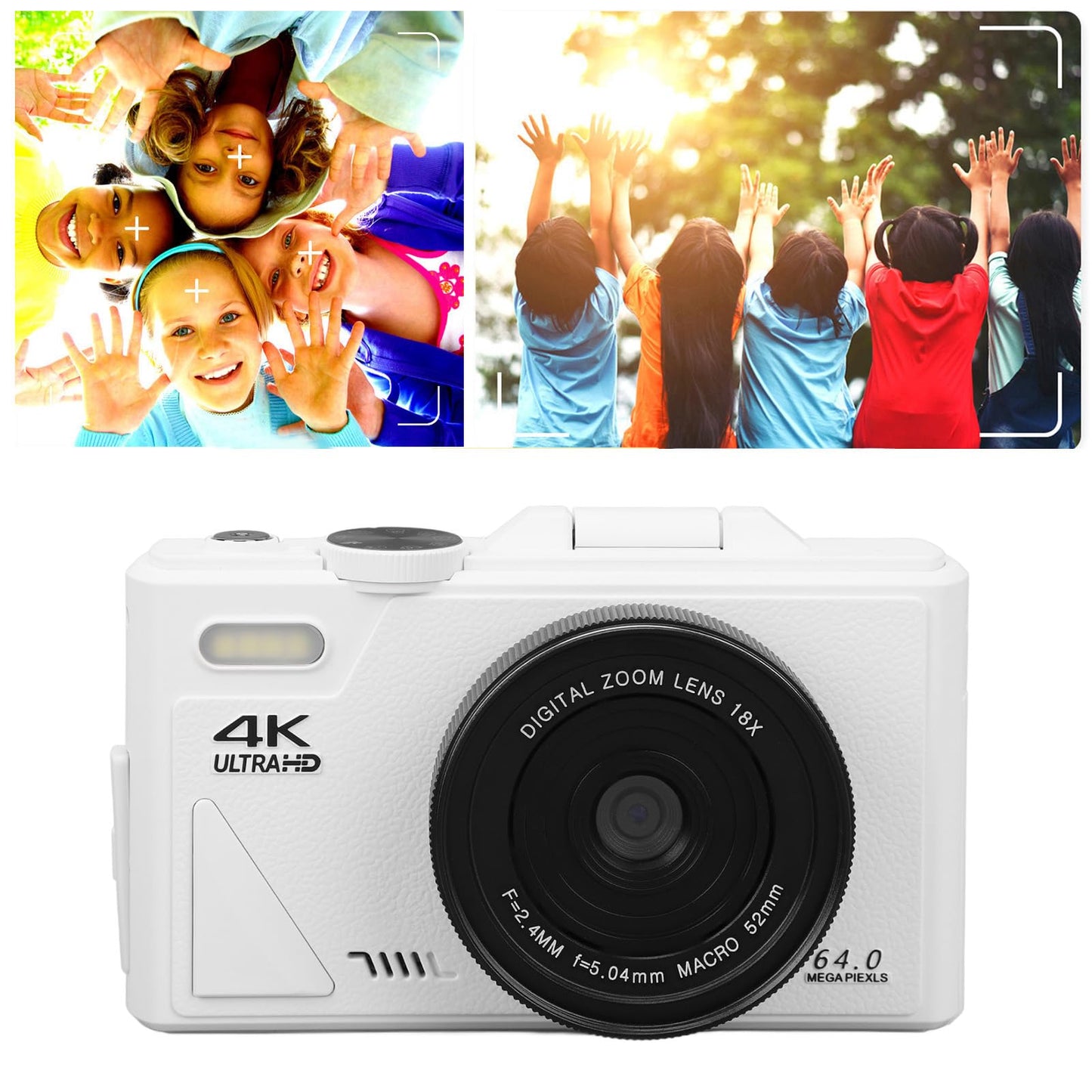 Zunate Retro 64MP Digital Camera, Vintage 4K UHD Vlogging Camera with 18X Zoom, Autofocus, 3 Inch Flip Screen for Travel Photography Vlogging (White), Zunateyk6vg30wnx-11