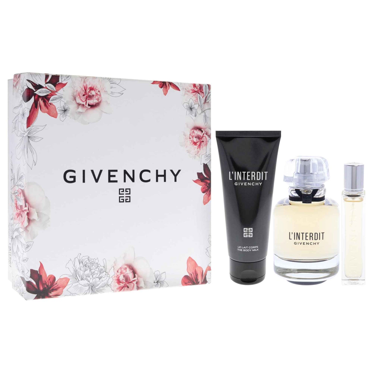 Givenchy LInterdit for Women - 3 Pc Gift Set 2.7oz EDP Spray, 0.42oz EDP Spray, 2.5oz Body Milk