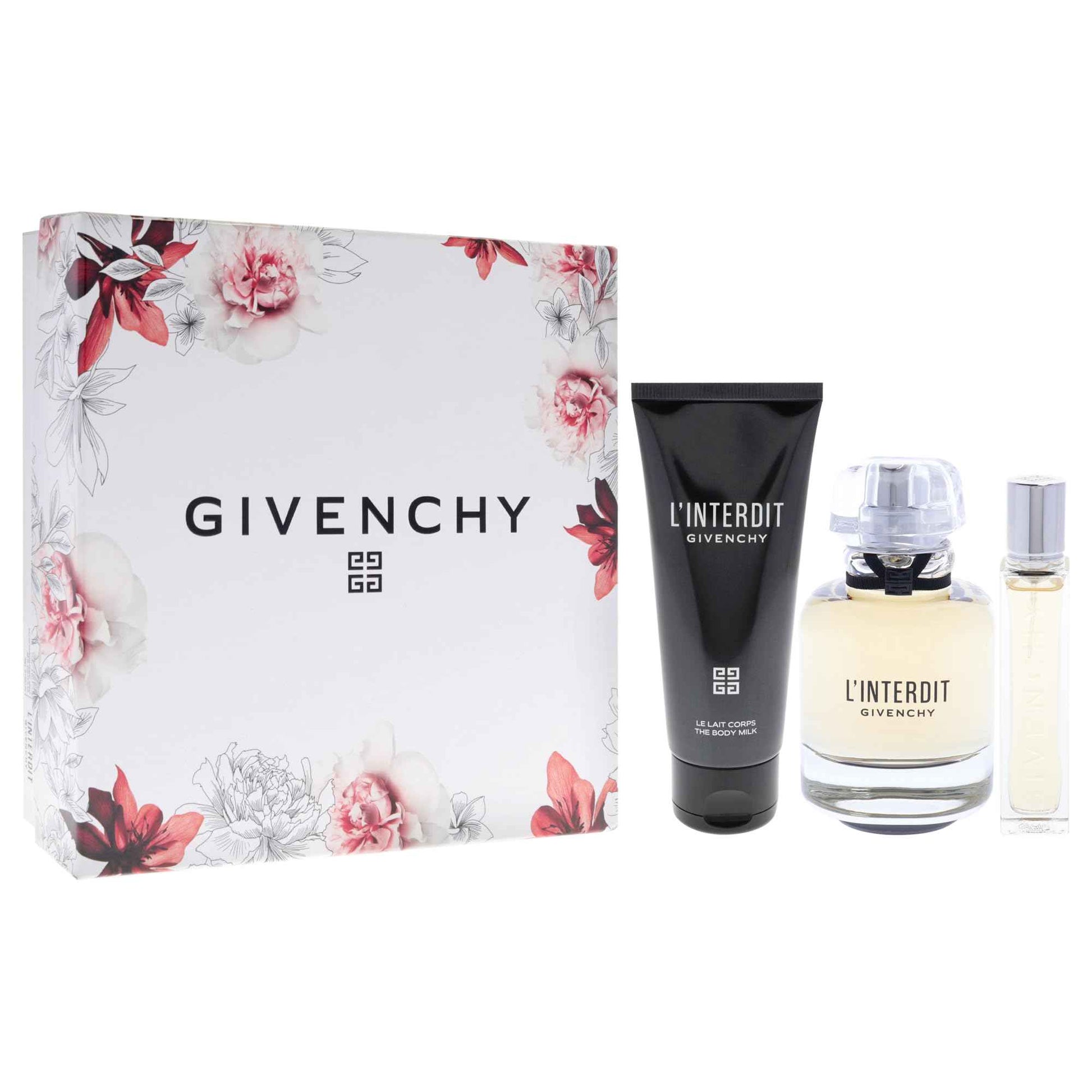 Givenchy LInterdit for Women - 3 Pc Gift Set 2.7oz EDP Spray, 0.42oz EDP Spray, 2.5oz Body Milk
