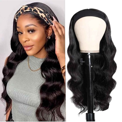 olimaruly Body Wave Headband Wig Human Hair Wigs for Black Women Headband Wigs Human Hair Glueless None Lace Front Wigs Machine Made Headband Wigs 150% Density (26 Inch)