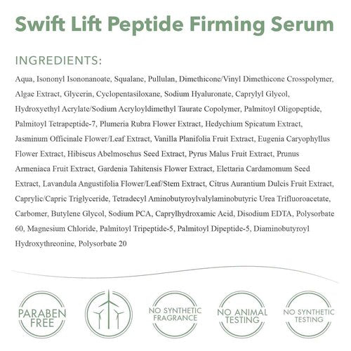 emerginC Swift Lift Peptide Firming Serum - Intensive Age Fighting Serum with Hyaluronic Acid + Plant Extracts - Addresses Visibles Signs of Aging + Wrinkles (1 Ounce, 30 ml)
