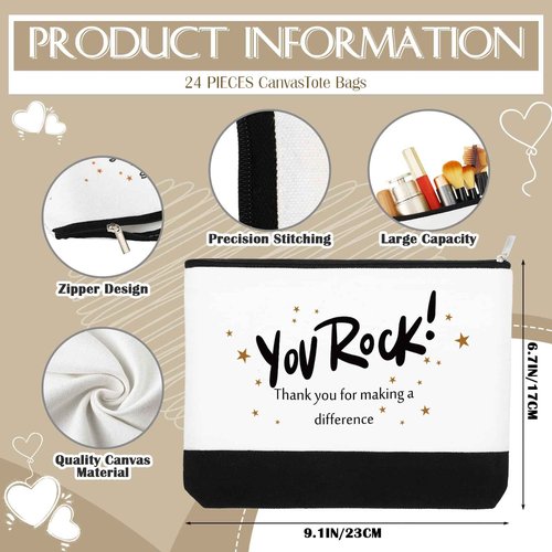 Abbylike 48 Pcs Christmas Thank You Canvas Tote Bags Employee Appreciation Gift for Women Teacher Coworker Staff Nurse(Mix)