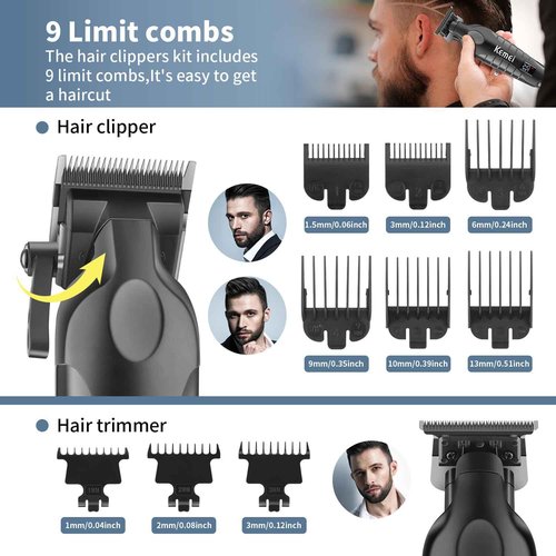 KEMEI Professional Hair Clippers for Men, Cordless Barber Clippers Set and Trimmers Kit, Rechargeable Electric Foil Shaver & Beard Trimmer, Men's Facial Grooming, Hair Cutting Tools, Gifts for Men