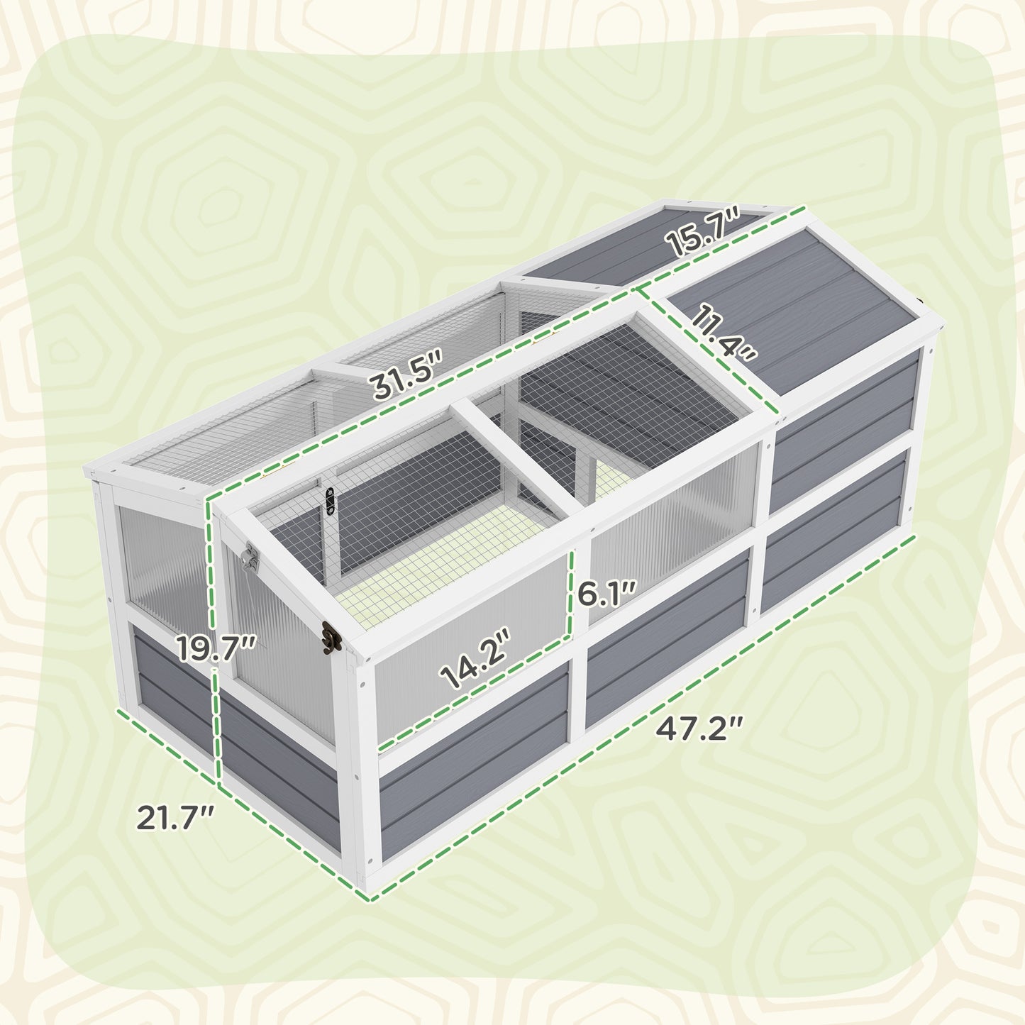 Wooden Tortoise Habitat Outdoor with Bottomless Design Doors Windows for Small Animals