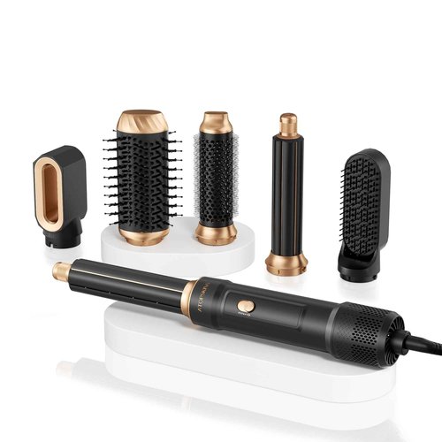 Atopskins 6 in 1 Blow Dryer Brush & Hot Air Brush, Negative Ion Hair Styler Set, 1000W Hot Air Styler for Auto Curling, Fast Drying, Straightening, Volumizing, Hair Styling Tools Gift for Women