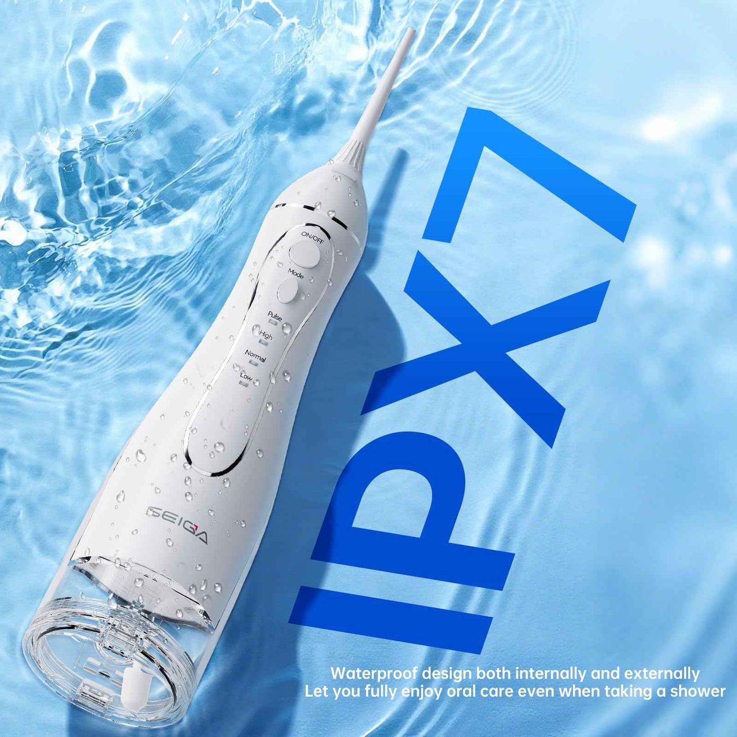 300ML Large Tank Water Dental Flosser for Teeth, Portable Cordless Oral Irrigator with 5 Replaceable Jet Tips, 4 Modes, IPX7 Waterproof Rechargeable Deep Cleaning Picks for Home Travel