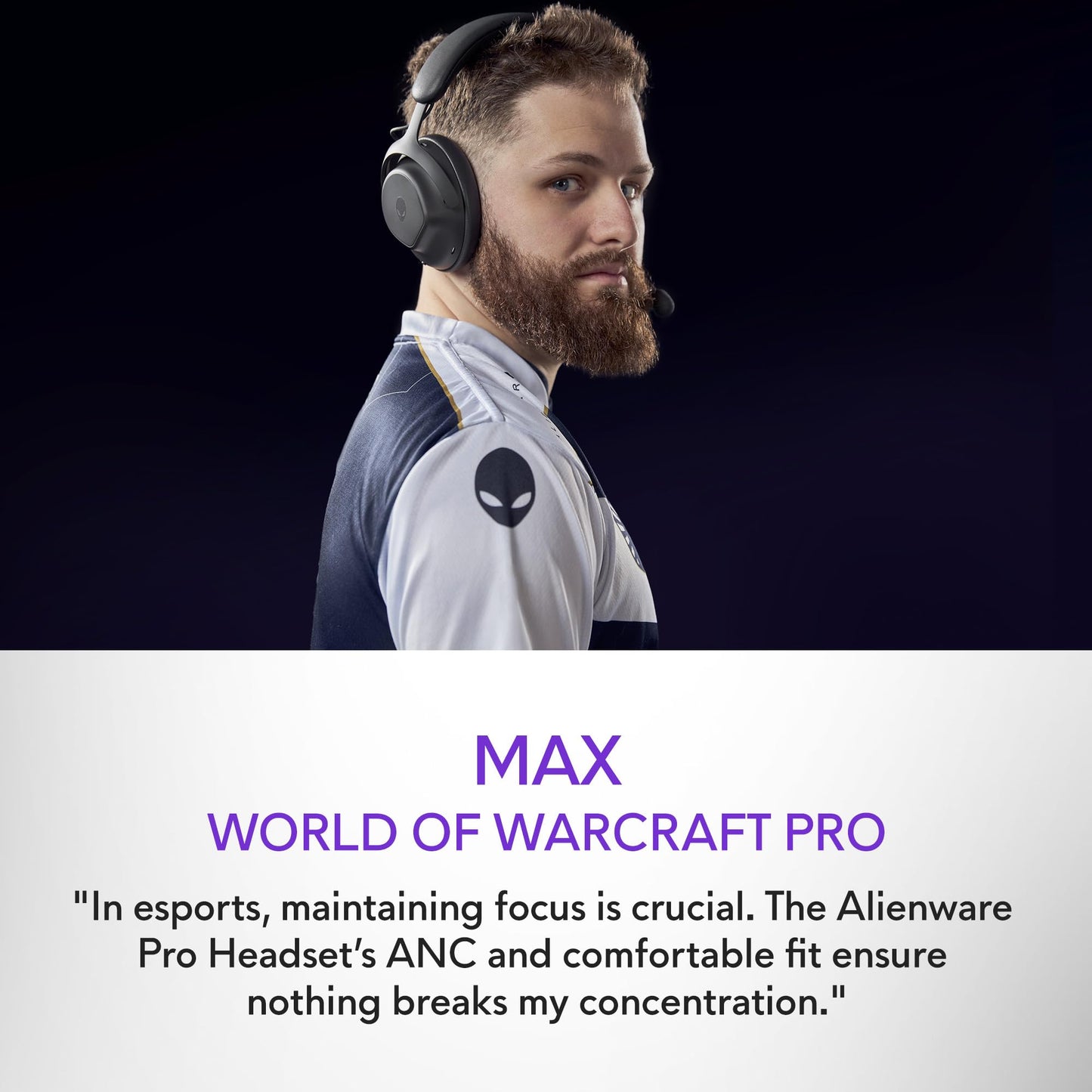 Alienware Pro Wireless Gaming Headset - Wired/Wireless, Bluetooth 5.3, 15 Minute Fast Charging, Audio Output 20 Hz, Battery Talk Time (ANC on) Up to 24 Hrs (Bluetooth), Dark Side of The Moon