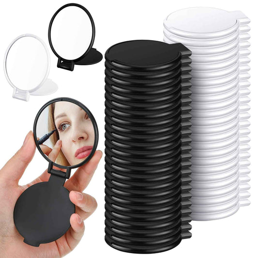 150 Pieces Mini Folding Round Compact Portable Pocket Mirror Bulk Travel Makeup Small Vintage Mirror for Cosmetic Purse Bag Women Daily Use, Black and White