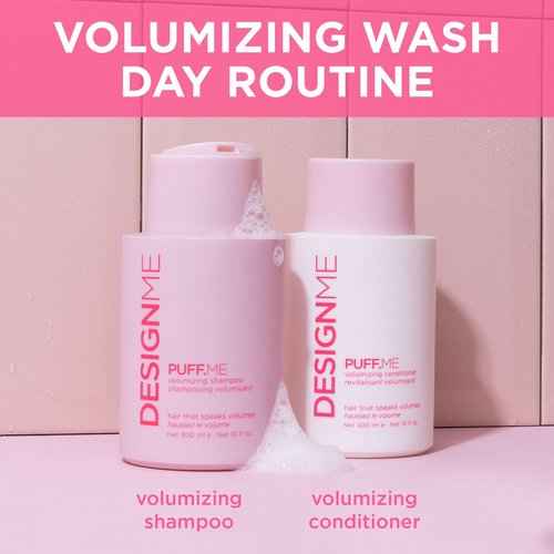 Design.Me PUFF.ME Hair Volumizer Bundle | Volumizing Shampoo, Conditioner, Powder, & Dry Texture Spray for Hair | Sulfate Free Shampoo & Color Conditioner with Styling Powder & Hair Texture Spray