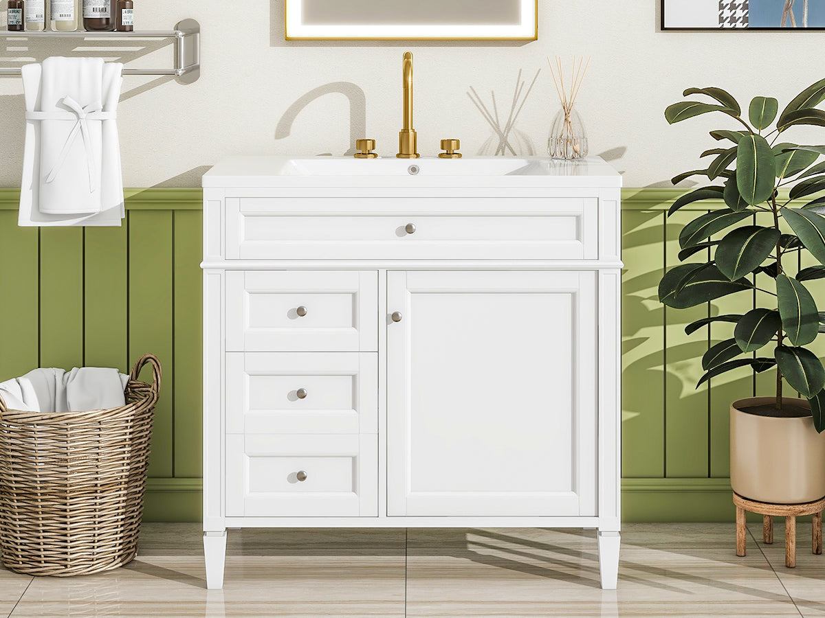 36'' Modern Bathroom Vanity with Ceramic Sink and Storage Cabinet