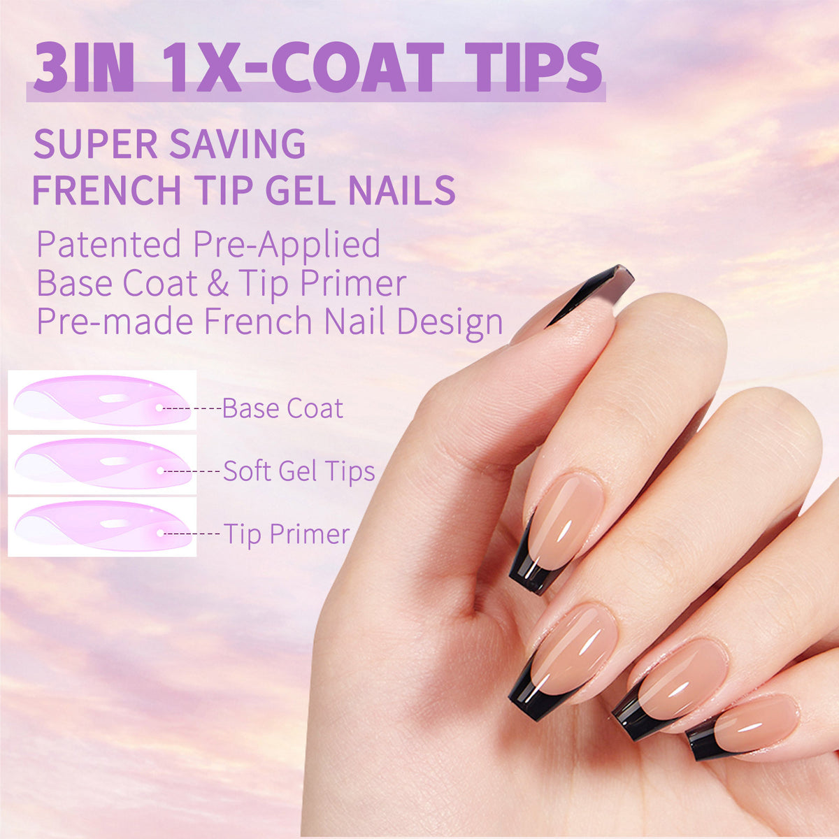 Black Nail Wraps - Seamless, Removable Nail Art Stickers for Ladies