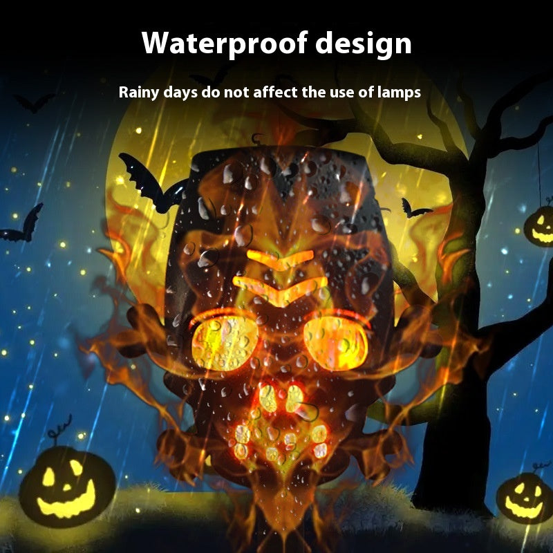 Solar Skull Flame Lamp Outdoor Garden Decor - Halloween Torch Ground Light