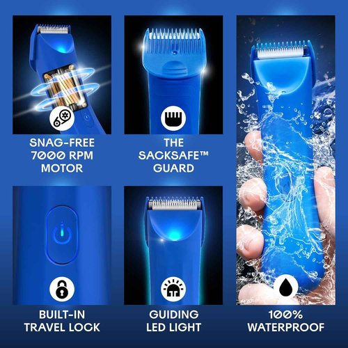 BALLS Trimmer V3 The Archibald - Body & Pubic Hair Shaver for Men - No Cuts, Sacksafe Guard, Rechargeable, 100% Waterproof, Cordless - Wet/Dry with Replaceable Ceramic Blades Archibald Trimmer