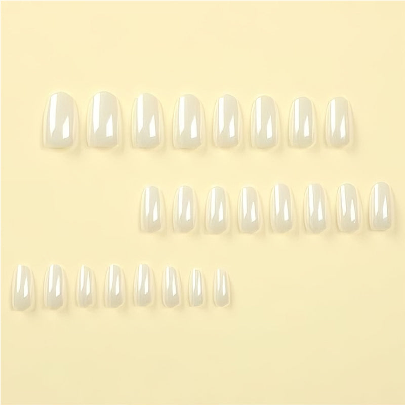 Aurora White Long Square Press-On Nails - 24 Piece Set
