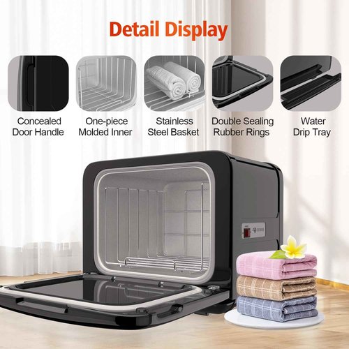 StateRiver Towel Warmer Cabinet, 8.5L Professional Small Hot Towel Warmer Heating Use for SPA, Massage, Salon, Barber and Home - Black
