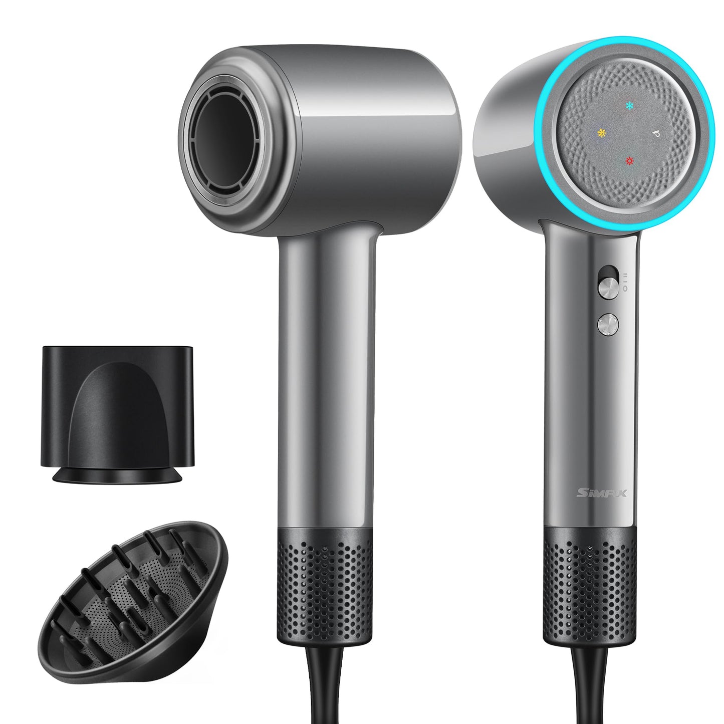 Hair Dryer 150000 RPM Super High Speed 500 Million Negative Ionic Blow Dryer Quiet Leafless Mini Powerful Fast Drying Hairdryer with Magnetic Diffuser and Nozzle for Home Professional Salon Travel