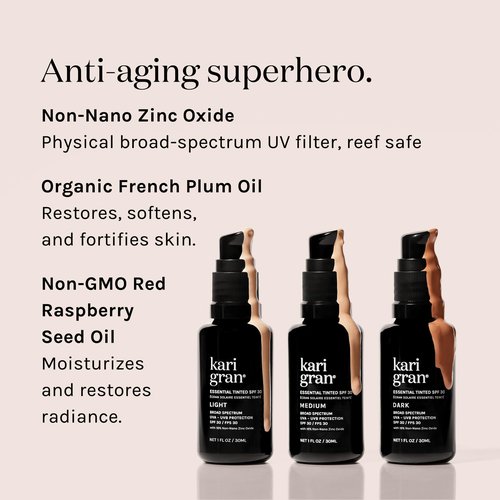 Kari Gran Essential Tinted SPF, Anti-Aging Tinted Moisturizing Sunscreen