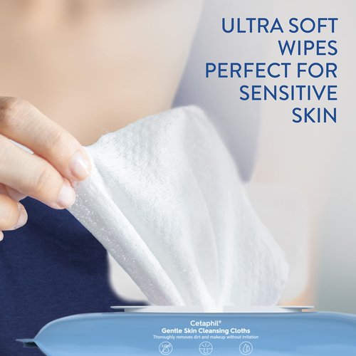 Cetaphil Face and Body Wipes, Gentle Skin Cleansing Cloths, 10 Count, Pack of 12, for Dry, Sensitive Skin, Flip Top Closure, Great for the Gym, Travel, in the Car, Hypoallergenic, Fragrance Free