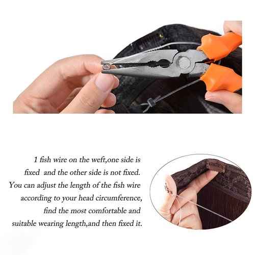 Hair Extensions 20 Inch Hair Extensions Real Human Hair Chocolate Brown to Caramel Blonde Straight Hair Extension Human Hair Extension Transparent Fish Line Invisible Hairpiece