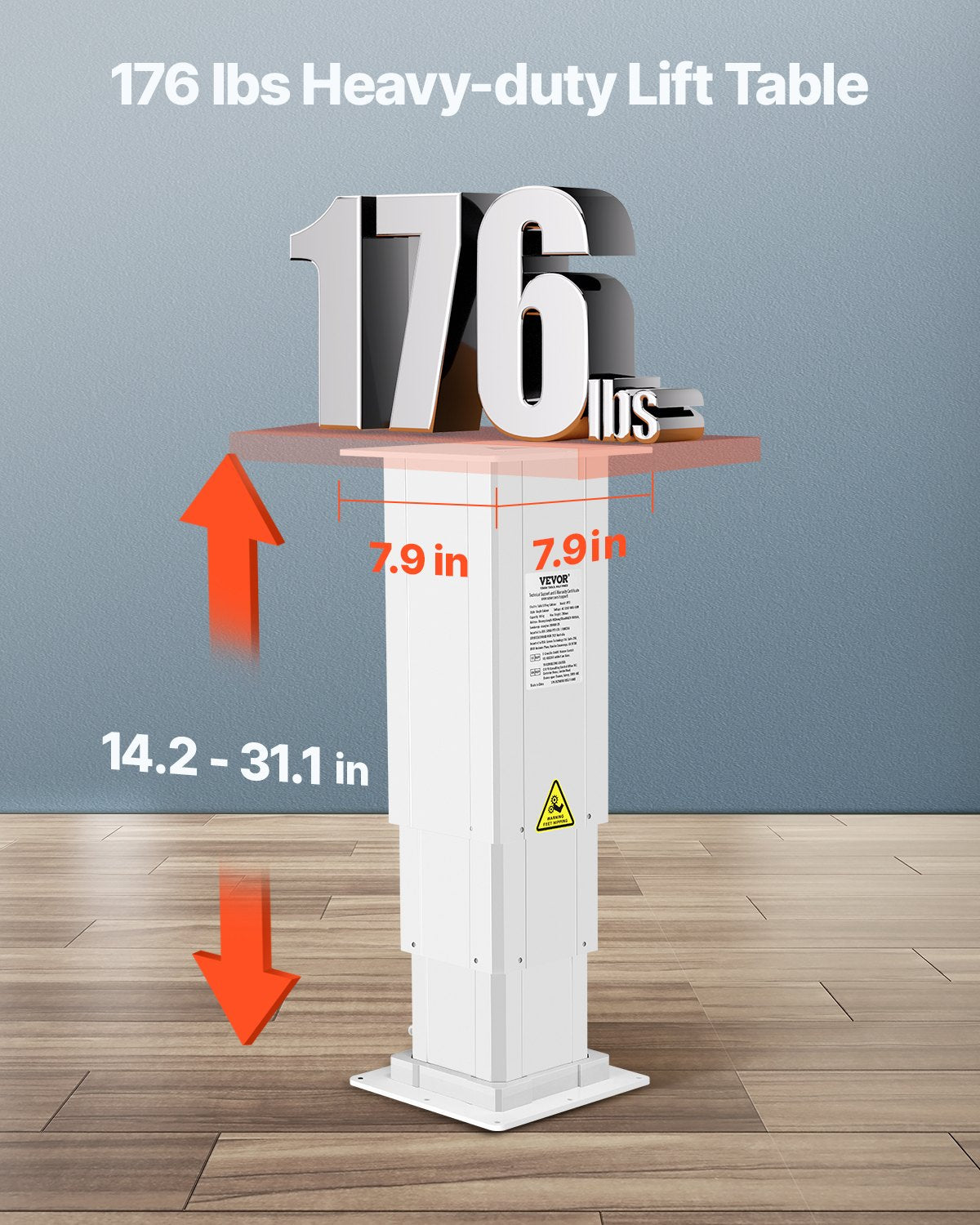 Adjustable Electric Lift Table with 176 lbs Capacity & Remote Control - Silver