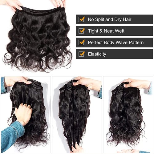 Human Hair Bundles Body Wave Bundles Human Hair 20 22 24 Inch 12A Grade 100% Unprocessed Brazilian Virgin Hair Body Wave 3 Bundles Human Hair Extensions for Black Women Natural Color