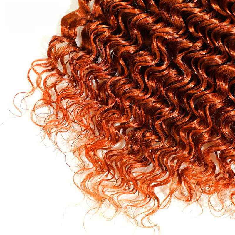 Ginger Human Hair Bundles 350 Deep Wave Bundles Ginger Orange Bundle 24 26 28 inch #350 Bundle Human Hair Extensions